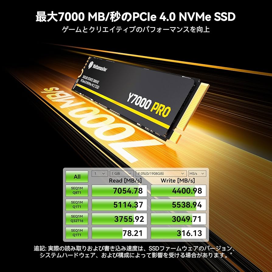 Amazon | Yottamaster 内蔵 SSD 512GB PCIe Gen4x4 M.2 NVMe